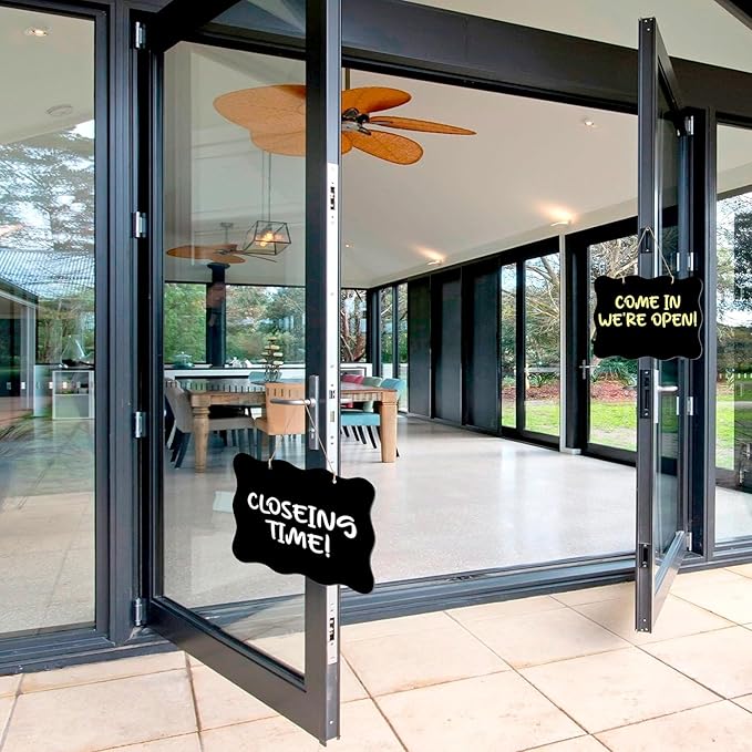 3Pcs Hanging Chalkboard Signs 8x10 Inch Wooden Double Sided Erasable Message Board, Memo Message Sign with Hanging String for Wedding Kitchen Home Party Decoration(Polygon)