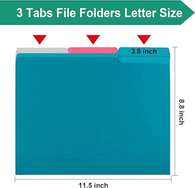 pmybupo File Folders Letter Size,18 Pack Sapphire Blue Folders 8.5x11 1/3-Cut Tabs,Colored File Folders Office Home School for Documents Files Paper
