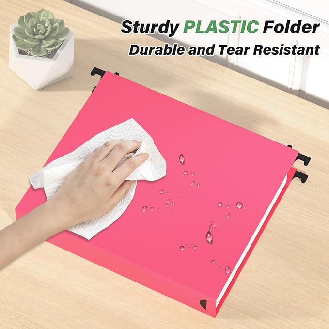 Ansook Hanging File Folder Letter Size Extra Capacity,Heavy Duty 2" Expansion Plastic File Folders Hanging with Tabs,6 Pack Reinforced Hanging File Organizer,File Cabinet Folders for Office Bulk Files