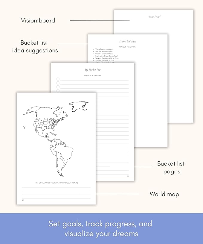 Lamare Bucket List Journal with Guided Prompts – 200+ Ideas to Dream, Plan & Reflect | Minimalist Hardcover Adventure Bucket List Book | Gift for Couples & Individuals