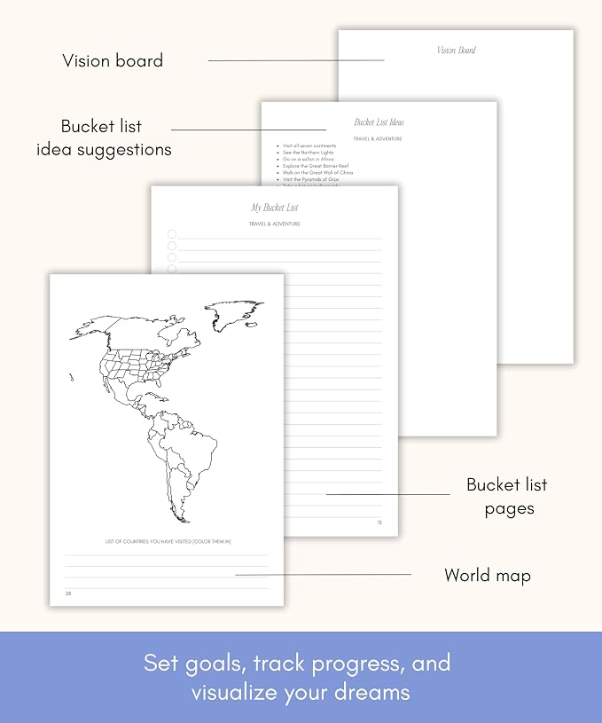 Lamare Bucket List Journal with Guided Prompts – 200+ Ideas to Dream, Plan & Reflect | Minimalist Hardcover Adventure Bucket List Book | Gift for Couples & Individuals