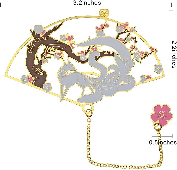 BLBMH Kitsune Metal Anime Bookmark Birthday Gifts Christmas Stocking Stuffers Cute Book Markers for Women Book Lovers Teens -K1 3in1