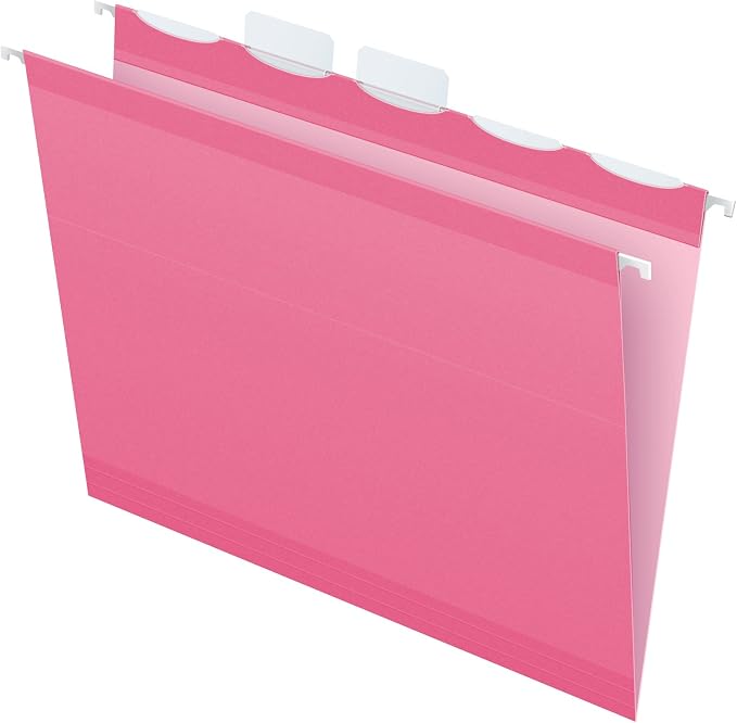 Pendaflex Color Hanging Folders, Built-In 1/5 Tab, Letter, Pink, 20/BX (90240)