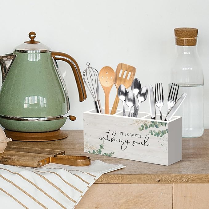 It Is Well with My Soul Pen Pencil Holder for Desk, Sage Christian Office Desk Accessories Decor, Sage Green Christian Motivational Pen Holders Organizer for Farmhouse Home Classroom Bathroom