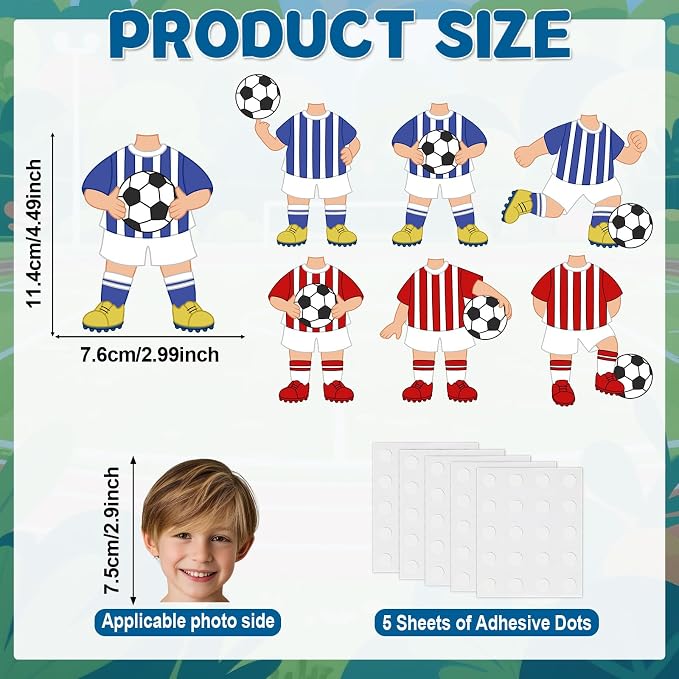 60Pcs Soccer Player Paper Cutouts Sport Bulletin Board Decoration Soccer Players DIY Photo Craft Cutout Sports Theme Classroom Supplies for Fans Teacher Student School Chalkboard Wall Party Decor