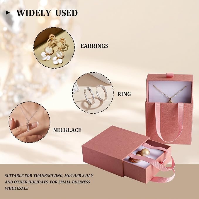 40 pcs paper boxes 9 x 9 x 3.5 cm, pink luxury gift storage, jewelry gift storage box for earrings necklaces bracelets rings