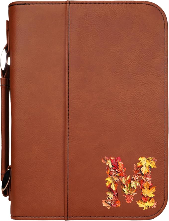 Personalized Vegan Leather Zippered Bible Cover – Custom Engraved Scripture Journal Case with Handle, Pen Holder & Pocket – Fits Large & Medium Bibles