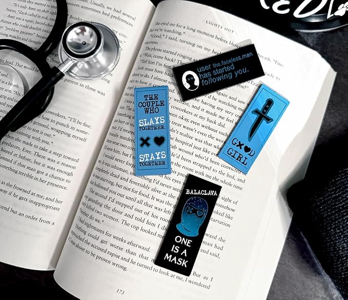 Conquest Journals Lights Out Magnetic Bookmarks, 4-Pack Book Markers, Bookish Page Clips with Magnets, Spicy Dark Romance Designs, Gifts for Readers, Officially Licensed Navessa Allen Collection