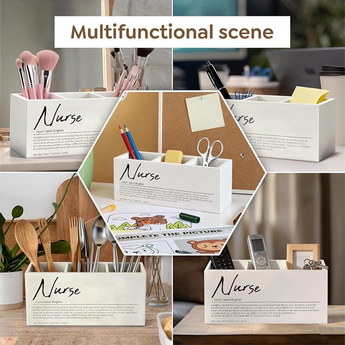 Nurse Gifts Pen Pencil Holder, Nurses Appreciation Gifts Wood Desk Organizer and Accessories, Nurse Office Decor, Nursing Gift for Women Pen Holder Desk Organizer for Office Tabletop