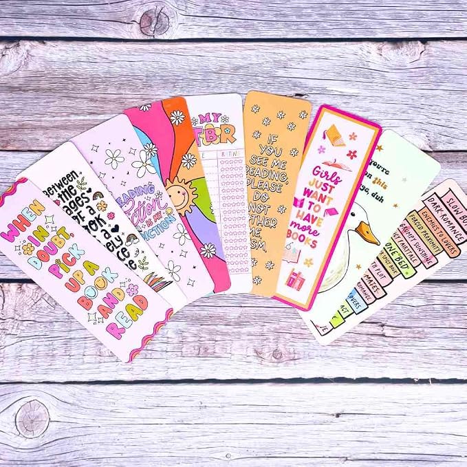10PC Bookmarks for Women, Cute Colorful Bookmark for Book Lovers Reading Accessories Book Marks Laminated Plastic Cool Design Motivational Affirmation Summer Notebook Novelty for Girls