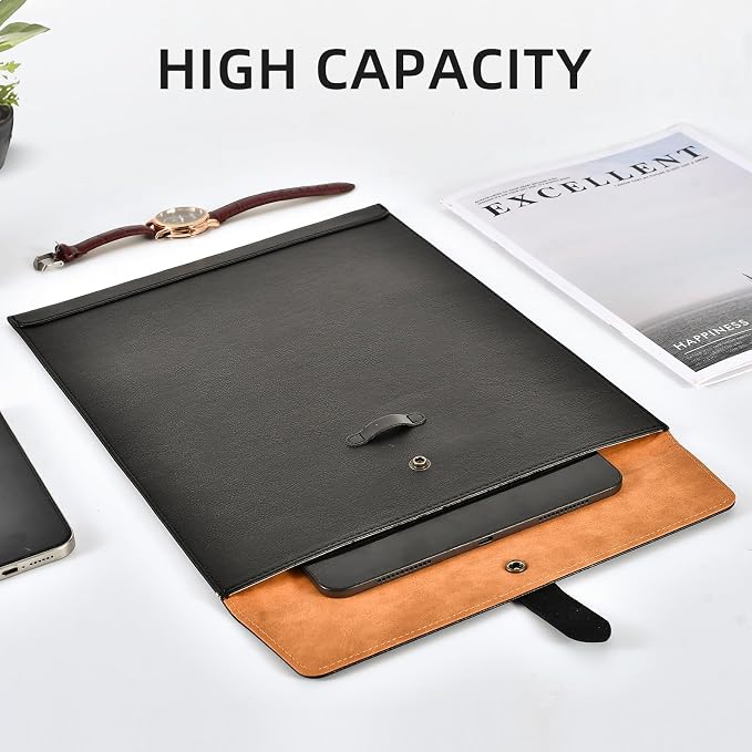 Pink PU Leather File Folder, Snap Closure File Organizer, Important Document Folder, Document Organizer, Laptop Sleeve Notebook Case, Leather Folder A4 Envelopes Filing Folder