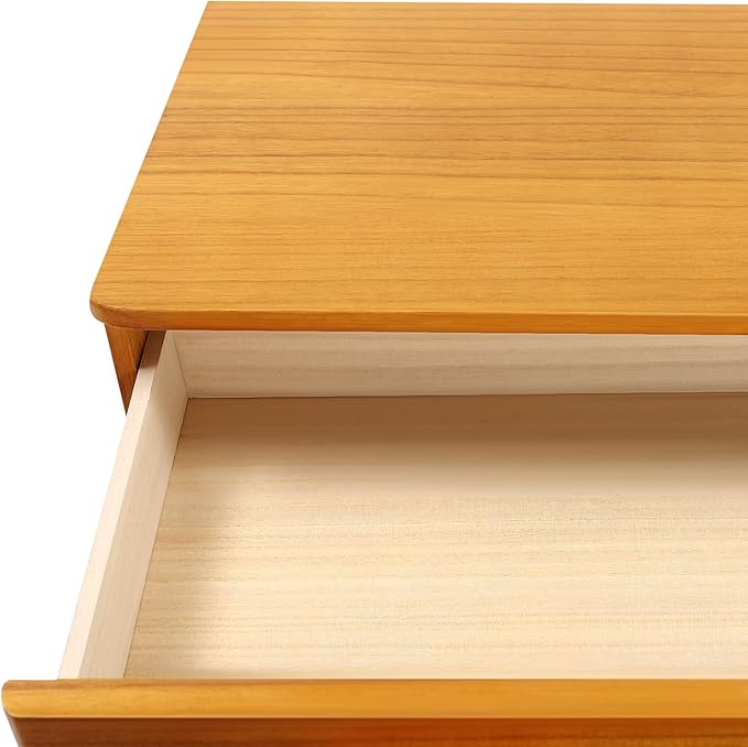 Lockable Desk Organizer Wooden Desktop Drawers Office Flat Files Storage Box Locking Countertop Storage Cabinet (Wood Yellow, 3-Tier)