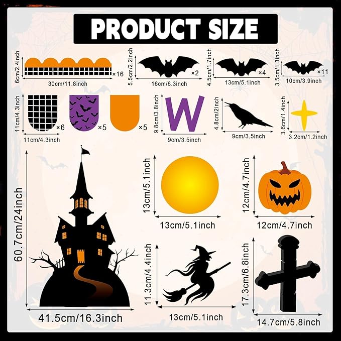 Halloween Bulletin Board Set 3D Halloween Bat Classroom Bulletin Board Pumpkin Castle Witches Paper Cutout Spooky Scary Decoration for Kid Holiday Home School Classroom Wall Chalkboard Decor