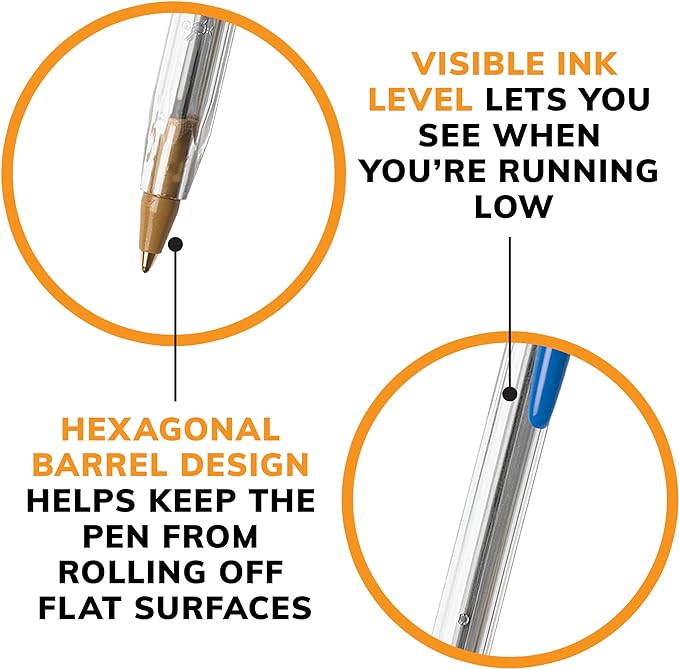 BIC Cristal Xtra Smooth Blue Ballpoint Pens, Medium Point (1.0mm), Extra Smooth and Reliable Ballpoint Pens, 12 Count (Pack of 2)