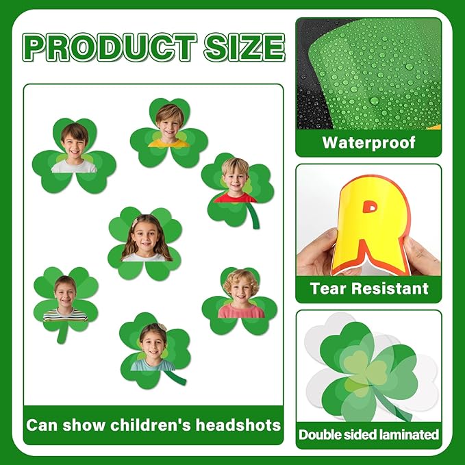 Lonfliness 111Pcs St. Patrick's Day Bulletin Board Classroom Decorations Shamrock Cutouts Gold Coin Bulletin Board for Teacher Nursery Classroom Door Wall Craft Photos Decor St. Patrick Party Supplies