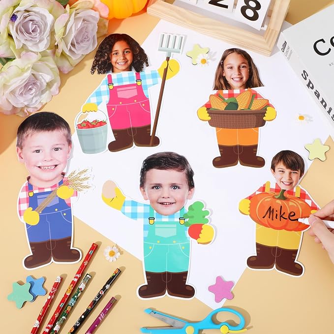 gisgfim 80Pcs Farm Animal Farmer Cutouts Back to School Decorations Bulletin Board Farmhouse Paper Cut-Outs Classroom Decor for Boy Girl DIY Craft Photo Wall Kindergarten Preschool Party Favor Supply