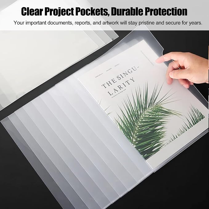 60 Pcs Heavy-Duty L-Shaped Document Folders, Clear Plastic Sleeves with 60 Tabs for Enhanced Durability, Holds US Letter & A4 Paper for School & Office