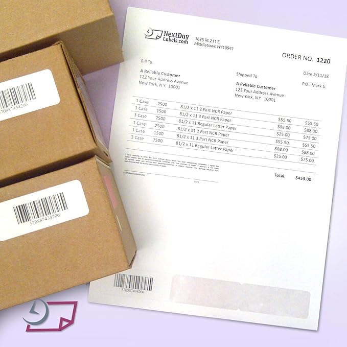 NextDayLabels - Integrated Laser Form with Label Combination (2.562" x 1" | 3 Labels | 250 Pack)