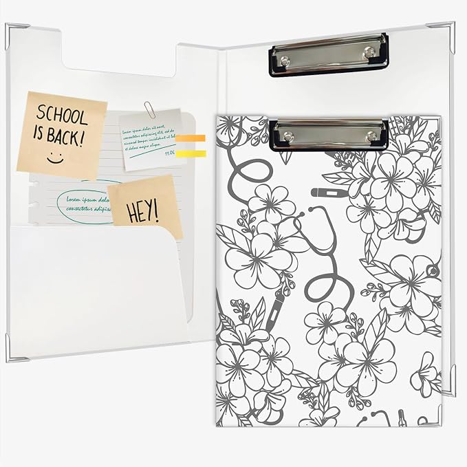 Lacama Nurse Clipboard Gifts for Women, Nurses Appreciation Gifts,Nurses Week Gifts, Nursing School Essentials Office Supplies, Flower Stethoscope Project Folders with Metal Clip, 12.4x9.25 in