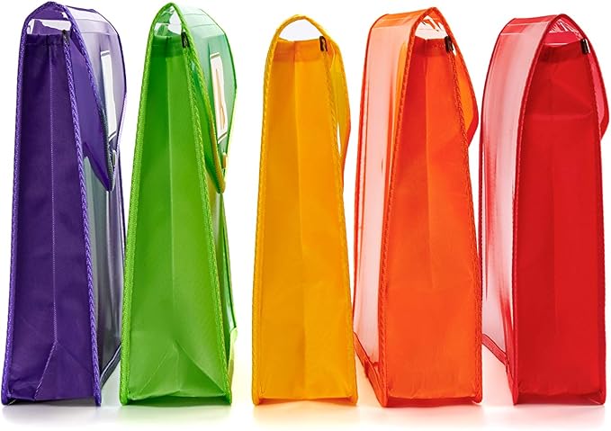 Plastic File Folder Poly Envelope Expanding File Wallet Document Folder with Snap Button Closure, Legal Size, 5 Pack Large Waterproof Accordion File Pouch (Assorted Colors)