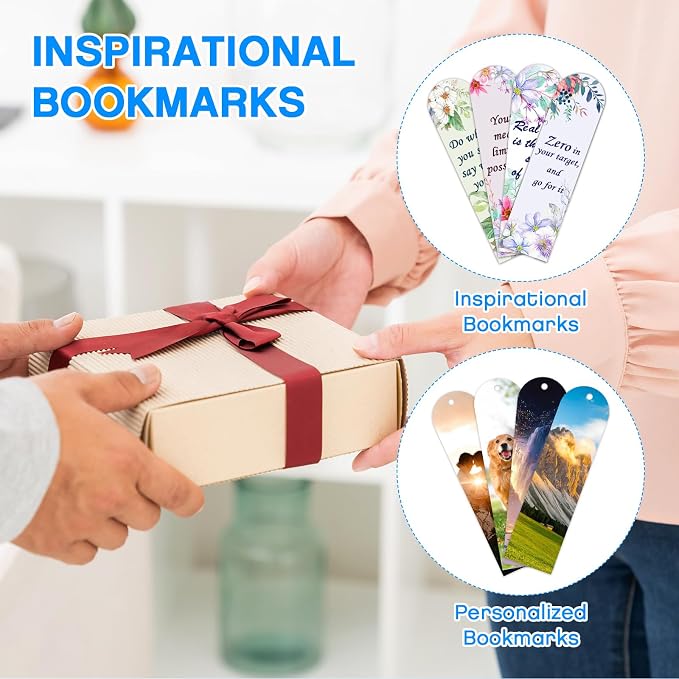 Sublimation Double Sided Bookmark Blanks - 50Pcs Metal Kit + 50 Colors Tassels, DIY Bookmarks for Book Lovers, Crafts, Reading Gifts