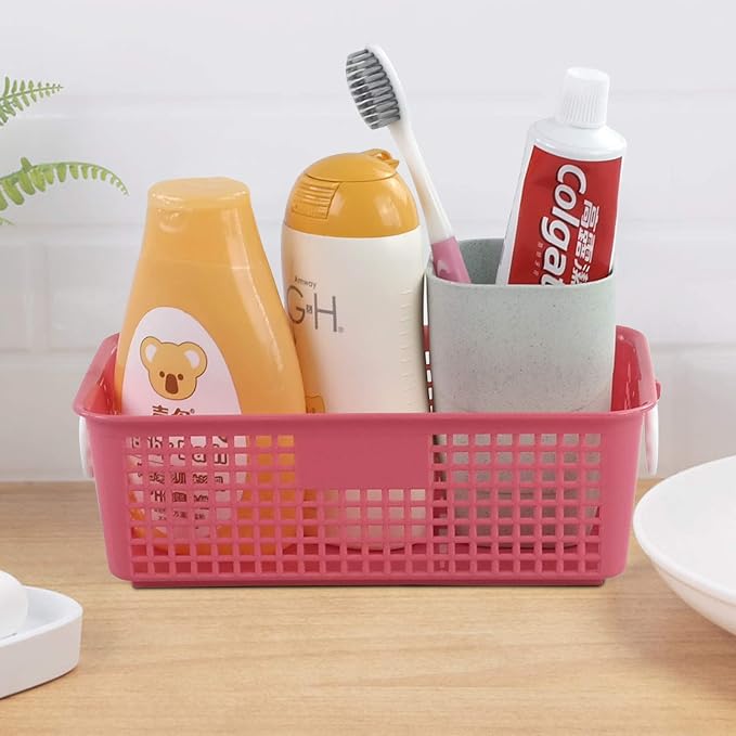6 Packs Colorful Small Plastic Rectangle Storage Baskets, Kitchen Classroom Office Bedroom Baskets