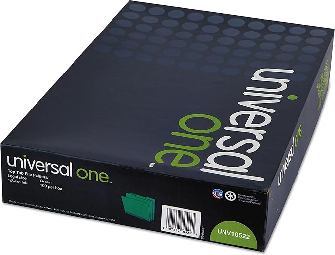 Universal One Bright Top Tab Classification Folder, Bright Green/Light Green (10522)