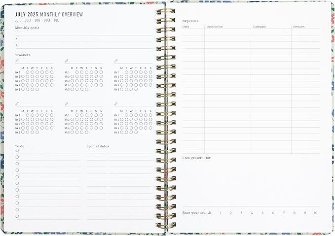 Letts of London® Spring Valley Academic Weekly/Monthly Planner, 18 Months, July 2025 to December 2026, Week-to-View, Wiro Binding, Multilingual, A5 Size, 8.25" x 5.875", Mint (C031799-26)