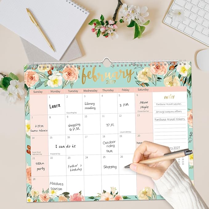 GuassLee Wall Calendar 2026-2027, Calendar Wall 2026, 19-Months Hanging Calendar Jun. 2026 to Dec. 2027, 14" x 11.5" Monthly Planner Wall with Thick Paper for Office School Home Teacher Academic