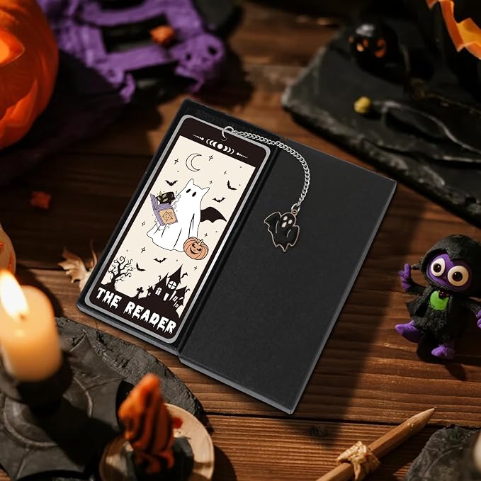 Halloween Metal Bookmarks Gifts - 2 PCs Boo Basket Stuffers Spooky Book Marks for Reading Women Men Funny Cool Page Marker for Horror Lovers Readers Bookish Kids School Office Accessories