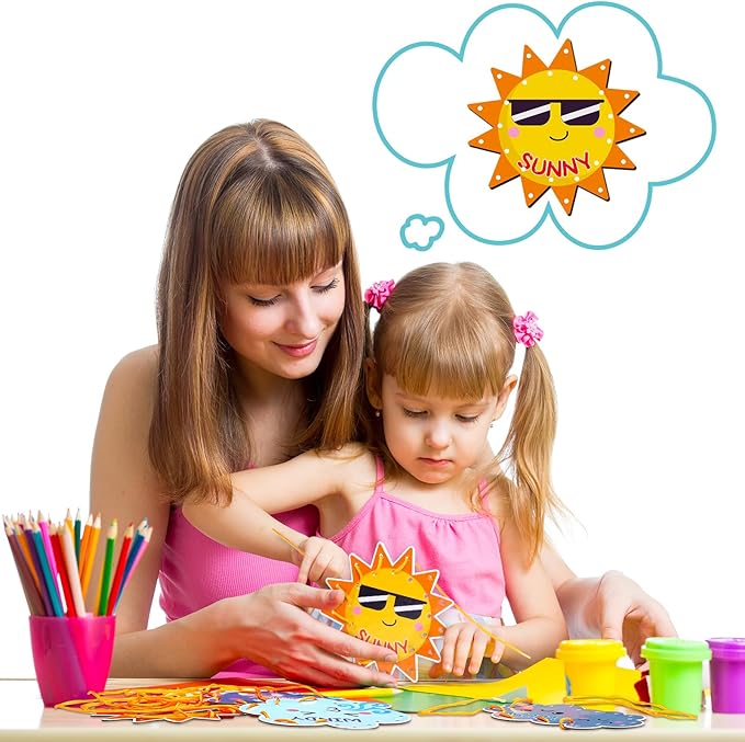 Funrous 10 Pieces Kids Recognition Lacing Cards Thick Cardboard Educational Sewing Cards Double Sided Lacing Playing Games for Children Toddler Preschool Developing Imagination Supplies (Weather)