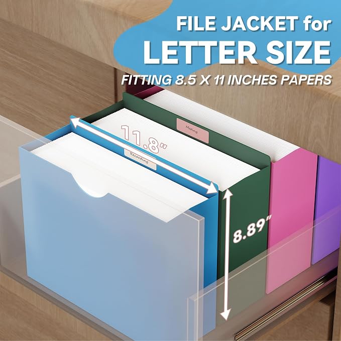 Plastic 3 inch expanding file jacket folders,12 Pack Reinforced Colored Manilla Pocket Folders,Poly Expandable File pocket for Documents,Heavy Duty Expansion Pocket Files with Straight Cut Tabs