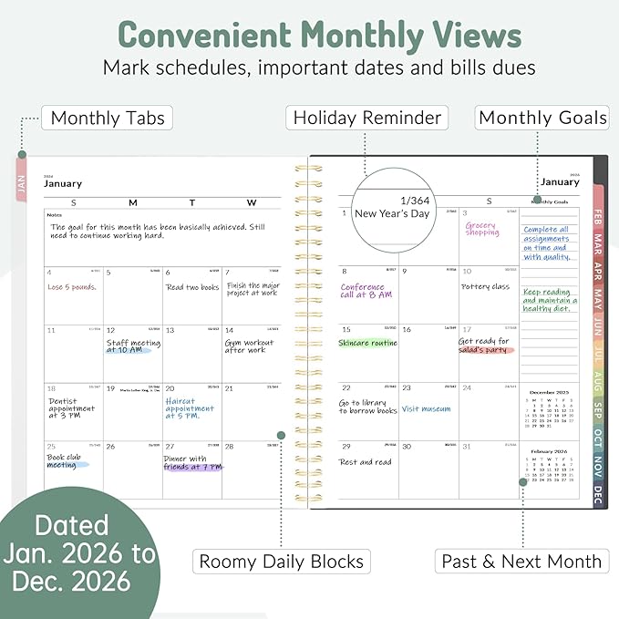 Appointment Book 2026 Planner, Forvencer Daily Weekly & Monthly Calendar Planner (Jan 2026-Dec 2026), 6" x 8", Hourly Agenda Book, 30 Minute Increments, Flexible Cover, Organizer Notebook, A5, Purple