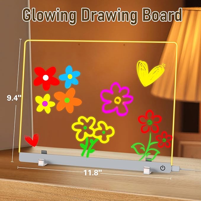 Gifts for Women Men Girls-Personalized DIY Night Light Message Board with Erasable Pen,Room/Home/Office Décor,Best Gift for Mother's Day/Father'sday/Birthday/Wedding/Anniversary (White-Clear)