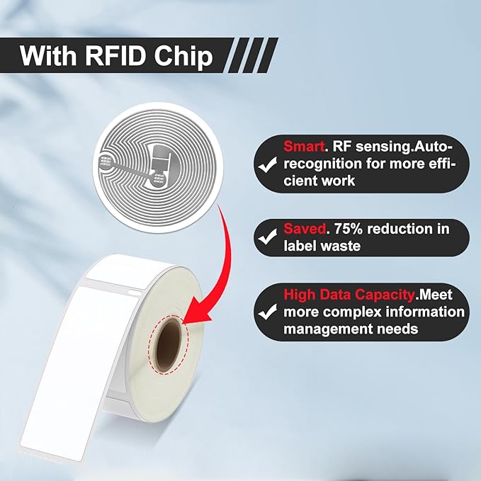 RGiNK for 30336 Labels (with RFID Chip) Compatible Replacement for DYMO 550 Labels (1" x 2-1/8") Inventory Stickers Work with DYMO Labelwriter 550 5XL Labelwriter 450 4XL [6 Rolls, 3000 Tags]