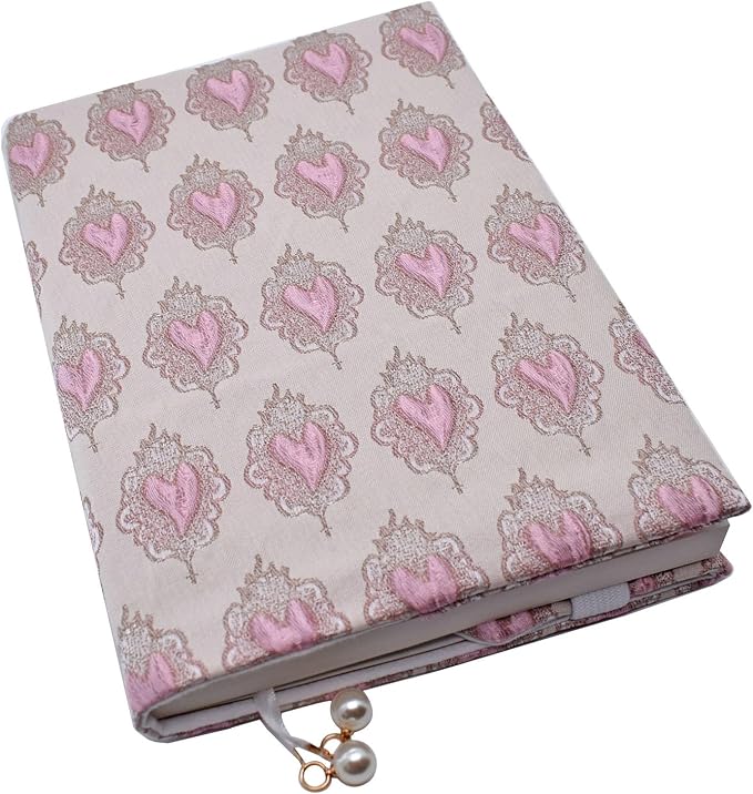 BLBMH 5.5x8.5 Fabric Bible Cover Non-Stretch | Built-in Bookmark | Handmade Washable Book Sleeve for Paperback Journal Privacy Reading Gift for Women - Love