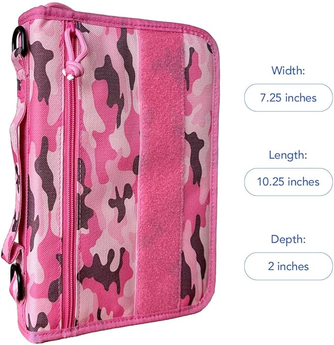Tactical Bible Case For Men, Bible Cover For Men, Gift For Women, Bible Book Cover, Bible Cover Case With Patches, Great Christian Gift for Friends and Family (Pink)