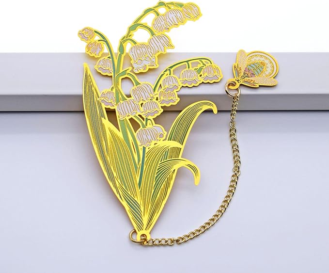 BLBMH Metal Bookmarks for Women | Lily of the Valley Bookmark with Greeting Card & Gift Box | Unique Flower Bookmark Gifts for Book Lovers Readers Teacher Mom | Birthday Graduation - Lv3