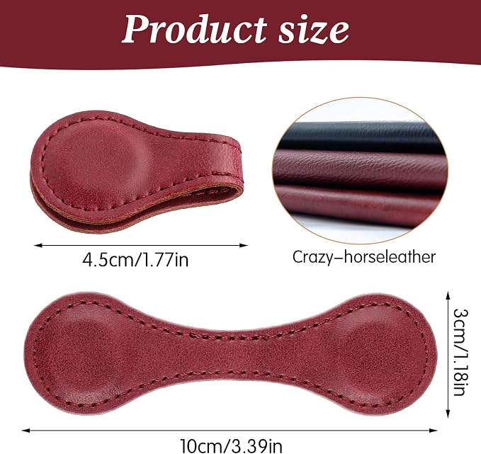 Dimeho 2 Pcs Leather Magnet Bookmark Retro Book Page Holder Vintage Page Marker Clip Handmade Cute Reading Accessories for Women Bookworm Book Lovers Reader Gift(Black+red)