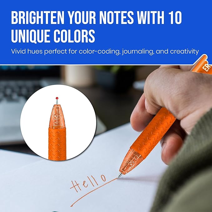 BUNMO Erasable Gel Pens - Multicolor Erasable Colored Pencils for Smooth Writing & Drawing - Gifts for Teens - 10 Colorful Pens with 10 Refills Included