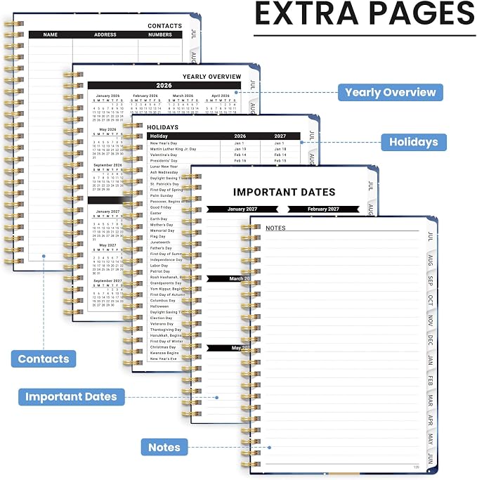 Planner 2026-2027, Monthly and Weekly Academic Planner July 2026 - June 2027, Hardcover Student Teacher Planning Agenda Calendar Book with Tabs, Perfect for Office School Supplies, A5 (6.3" x 8.5") - Starry Night
