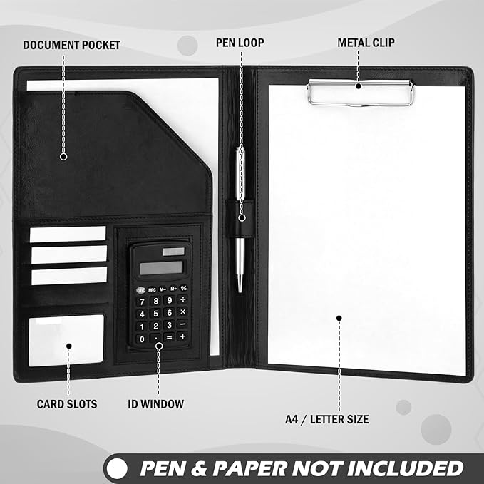 Fuyoooo 6 Pcs Business Portfolio Organizer Professional Leather Portfolio Binder Folder with Clipboard A4 Letter Size Padfolio Legal Notepad Holder for Business School Office Conference (Multi Color)
