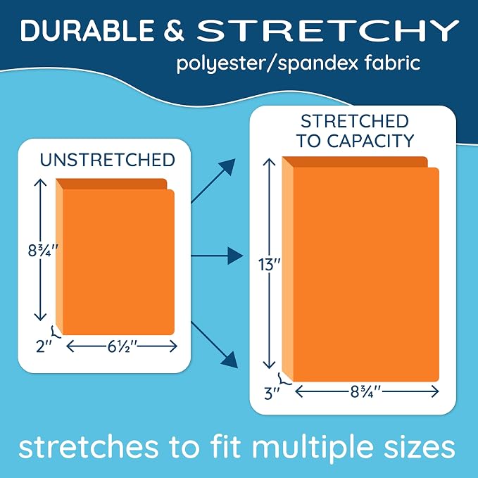 Blue Summit Supplies 6 Stretchable Book Covers for Hardcover Books, Up to 10 inch by 12.5 inch Books, Colorful Fabric Book Cover for Classroom Textbook Protection and Care, Assorted Colors, Stretchy