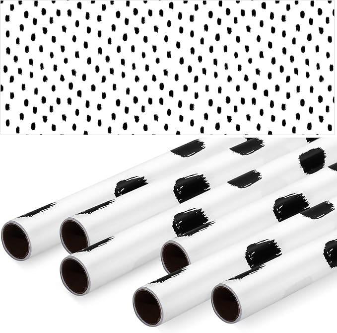 Skyygemm 6 Rolls Classroom Bulletin Board Paper Roll Polka Dot 4 x 12 ft Fade Resistant Colored Background Paper Bulk for Art Decor Drawing Craft(Lively White)