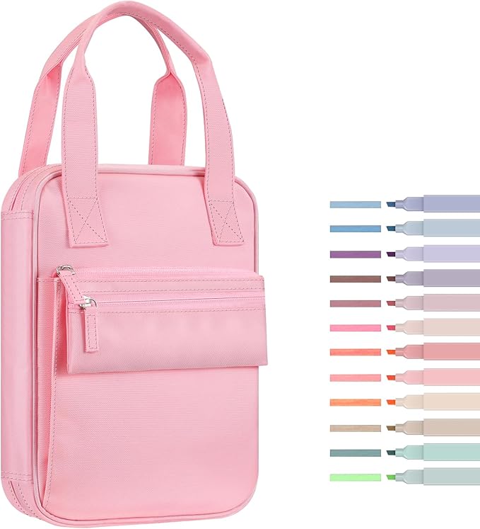 FINPAC Bible Cover Case Tote Bag Water-Resistant Bible Carrying Case Christian Gifts for Church Study Supplies, Pink