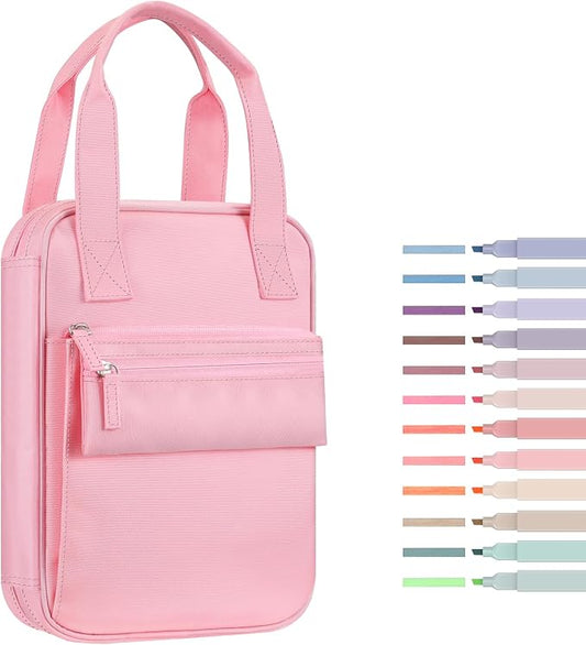 FINPAC Bible Cover Case Tote Bag Water-Resistant Bible Carrying Case Christian Gifts for Church Study Supplies, Pink