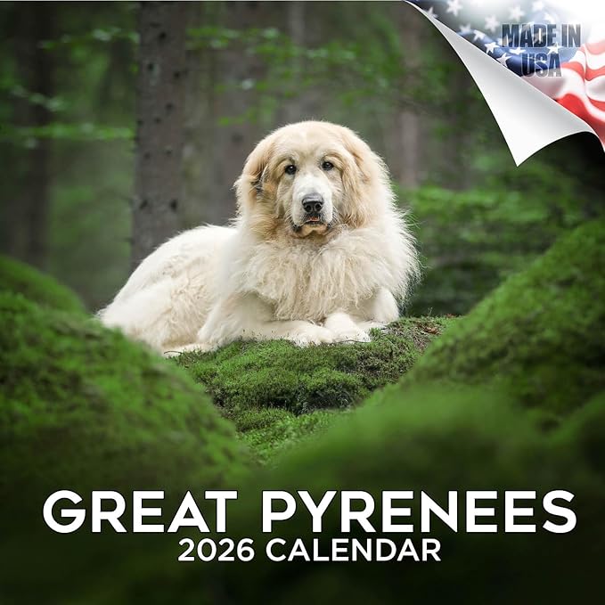 Great Pyrenese Calendar 2026 by MegaCalendars – Monthly Dog Breed Wall Calendar, Made in USA