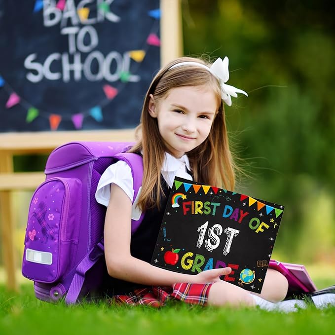 WaaHome First and Last Day of School Chalkboard Sign - 8''x10'' Back to School Sign First Day of Preschool Kindergarten 1st Grade to College 15 Grades Photo Prop Signs for Kids Girls Boys, Reusable