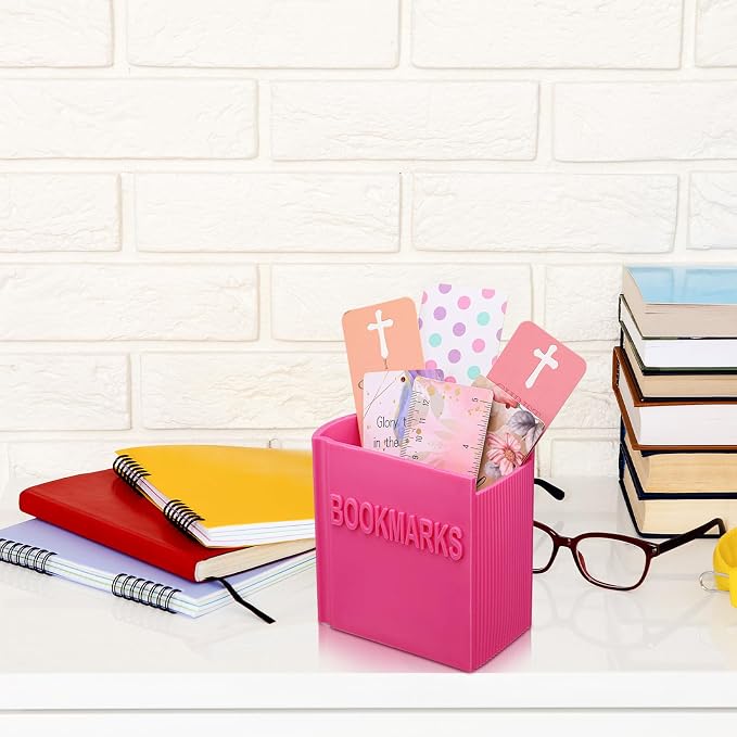 Honeydak 3D Printed Book Shaped Bookmark Holder Book Lover Gift Bookish Accessory Office Desk Supplies Funny Bookmark Accessories End of Year Gift for Teacher (Rose Red)