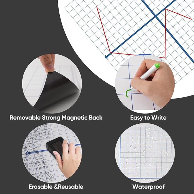 Magnetic XY Coordinate Dry Erase Grid, 35" x 35" Inches, Dry Erase Graph Board, Magnetic Coordinate Plane for White Board, Teacher Math Classroom Must Haves, School Classroom Office Supplies
